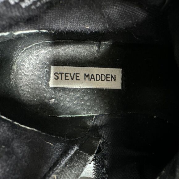 VINTAGE Steve Madden Bobbi Leather Vegan Combat Boot Black Croc 90s Y2K 7.5 RARE - Picture 9 of 10